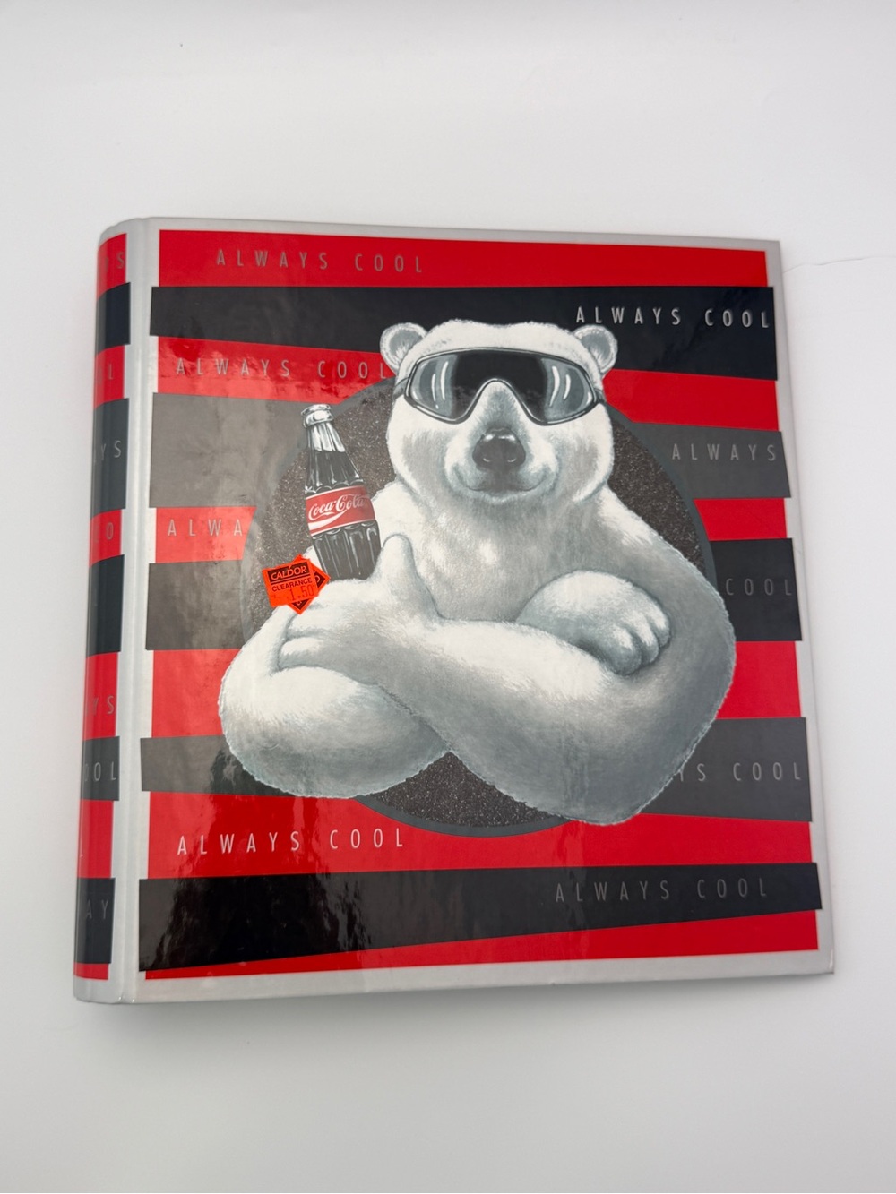 Coca Cola Polar Bear Binder in Red & Black Stripes 1996
